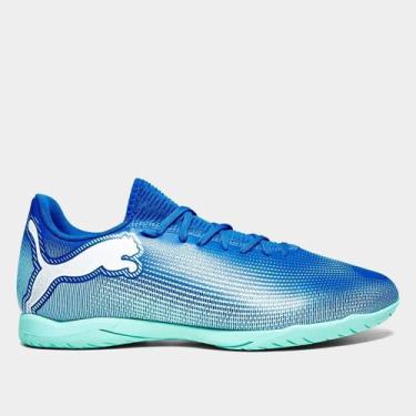 Imagem de Chuteira Futsal Puma Future 7 Play Unissex, Azul, Verde, 42
