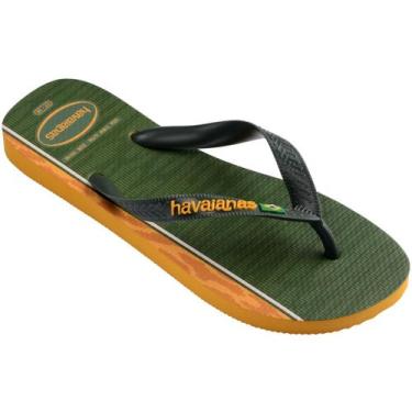 Imagem de Chinelo Havaianas Verde Amarelo Top Nações Brasil 4150477 Cor:Amarelo 