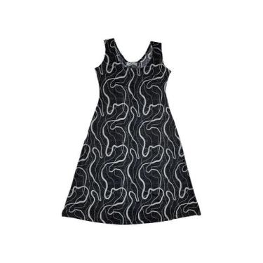 Imagem de Vestido Midi Simplicidade Sem Manga Estampado Cor Do Céu, Preto, G
