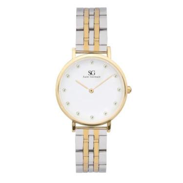 Imagem de Relogio feminino dourado e prata Madison Diamond Bicolor Gold 32mm Sai