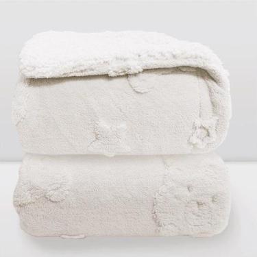 Imagem de Cobertor Bebe Plush com Sherpa Relevo Urso - LAÇO BEBE, Branco