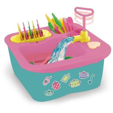 Imagem de Brinquedo de Casinha Acqua Brink Pia Divertida com Sistema de Sucção Ecológico Branco Homeplay