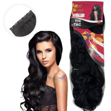 Imagem de Aplique Cabelo Tic-Tac Fibra Orgânica Weng 70 cm, ONDULADO - castanho 
