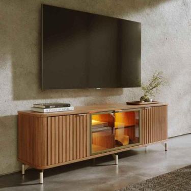 Imagem de Rack para TV Até 85 3 Portas com Vidro Reflecta e LED Neon Float 169 c