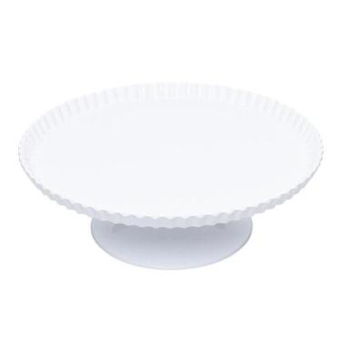 Imagem de Prato para Bolo com Pé 30cm x 10cm Branco Melamina - Wolff