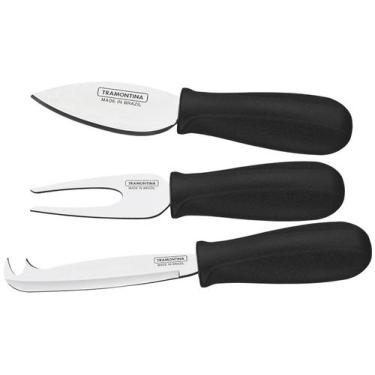Imagem de Jogo para Queijo Tramontina Inox 3 peças Plenus Preto