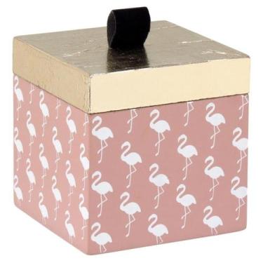 Imagem de Caixa Penélope Home&Co 10x10x10cm Madeira Rosa Enfeite Decorativo para