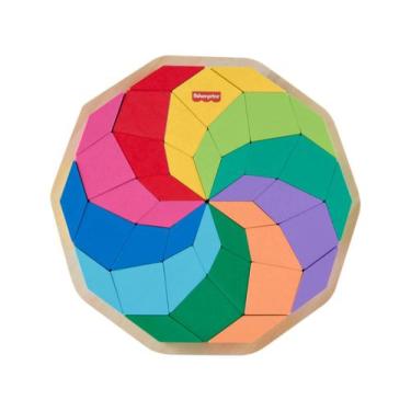 Imagem de Fisher-Price Quebra-cabeça de Madeira Mandala Geométrica, Colorido