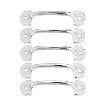 Imagem de 5 pcs liga lida com parafusos de bronze antigo/prata puxa 50mm hole gaveta porta armário vintage decor cozinha cozinha casa de banho YYDFPIIA (Color : Silver)