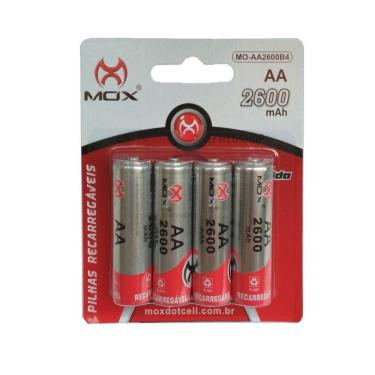 Imagem de PILHA RECARREGAVEL AA 2600mAh COM 4 UNIDADES MOX