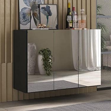 Imagem de Aparador Buffet 3 Portas com Espelho Suspenso Vegas Multimóveis Mp1012 Preto