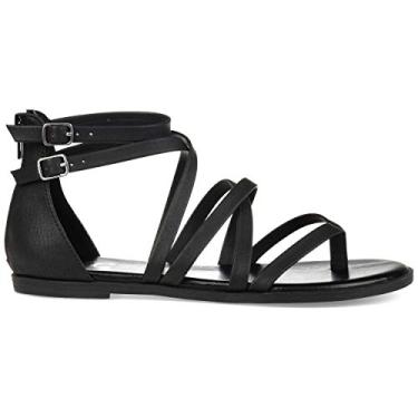 Imagem de Brinley Co. Sand lia gladiadora feminina com fivela dupla Comfort, Preto, 6