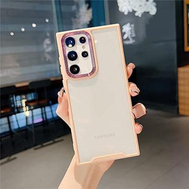Imagem de Capa protetora de anel de câmera de revestimento transparente de luxo para Samsung S22 Ultra S21 FE A22 A52 A12 A52S capa de doces de armadura, rosa, para A12 5G