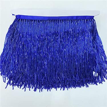 Imagem de 2 metros/lote Fringe Bead Tassel Tassels Trim Lace 15 cm de largura para acessórios DIY Home Textile Dance Ribbon, azul, 2 metros