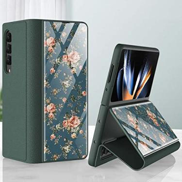 Imagem de para a caixa Samsung Galaxy Z Fold 4,Plating Glass Flip Shell Cobertura comercial com tudo incluído em couro 9H Caixa à prova de choque de vidro temperado,para Samsung Z Fold 4 5G (16)