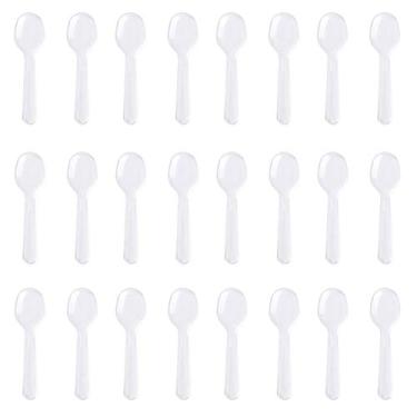 Imagem de 500 peças, colheres de plástico descartáveis de 7,5 cm, suprimentos de cozinha para colher de sal, talheres de amostra para sorvete, sobremesa, lanches, iogurte, aperitivo