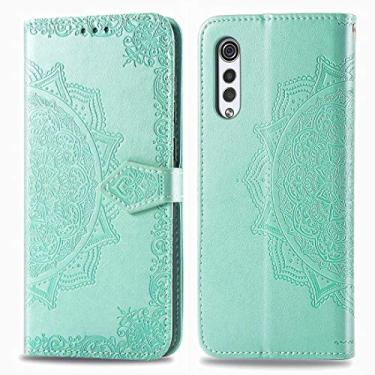 Imagem de HONGYAN Capa de telefone Para LG Velvet 5G Mandala Flower estojo de couro com relevo horizontal com suporte/slot de cartão/carteira/cordão Capa protetora