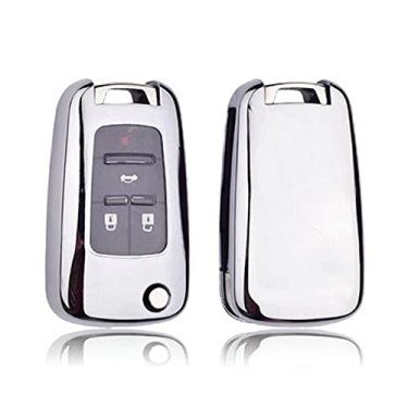 Imagem de YJADHU Capa de chave de TPU macio proteção total, apto para Chevrolet Buick Cruze Aveo Trax Opel Astra Corsa Meriva Zafira Antara J, prata