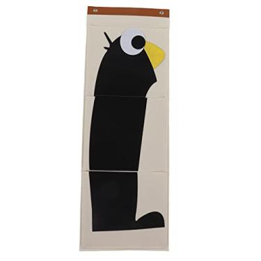 Imagem de Bolsa de armazenamento para pendurar na parede, bolsa organizadora de parede, 3 camadas de armário para berço, animal de desenho animado, bolsa de armazenamento montada na parede(Little Penguin),