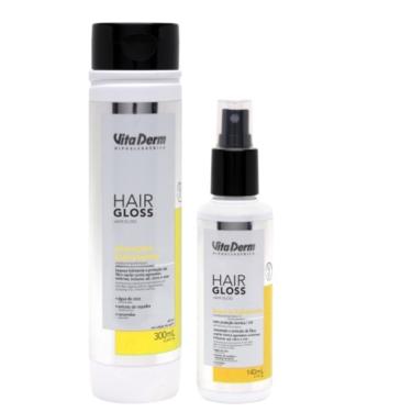 Imagem de Kit Hair Gloss Shampoo Hidratante e Leave-in Com Proteção Térmica Vita Derm