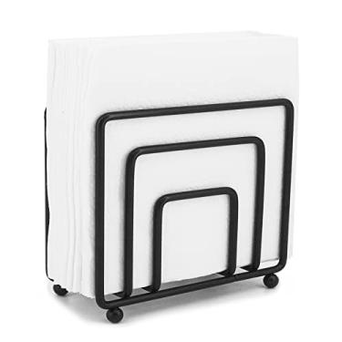 Imagem de Porta-guardanapos dispensador de lenços de mesa de metal independente para mesas, jantar, cozinha, restaurante, piquenique (preto)