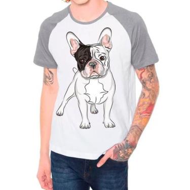 Imagem de Camiseta Raglan Pet Dog Buldogue Francês Cinza Branco Masc04 - Design