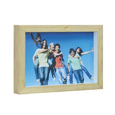 Imagem de Porta Retrato Mini Wood Kapos Natural/Branco 15 x 10 cm