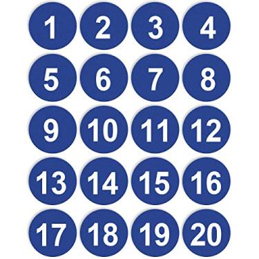 Imagem de Adesivos grandes autoadesivos, Number Stickers Blue 1-20 (White Number on Blue Background)