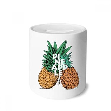 Imagem de DIYthinker Porta-moedas de cerâmica para casal com tema de abacaxi e frutas tropicais
