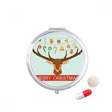 Imagem de Caixa de comprimidos para presente de cervo de Natal com padrão de sino, caixa de armazenamento de medicamentos