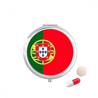 Imagem de Caixa de comprimidos com bandeira nacional de Portugal da Europa, bolso para remédios