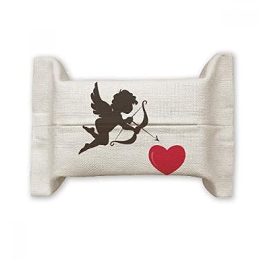 Imagem de Bolsa de linho de algodão com estampa de coração vermelha do anjo do Cupido