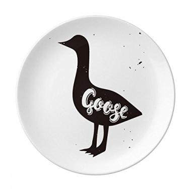 Imagem de Prato de animal de ganso preto e branco decorativo de porcelana Salver louças de jantar