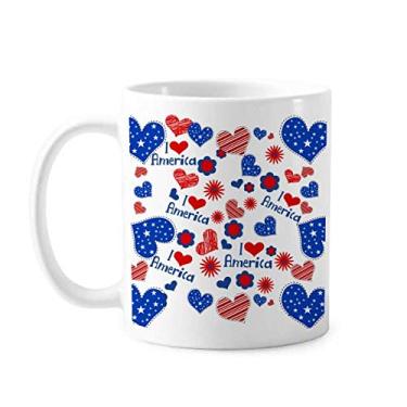 Imagem de Caneca de cerâmica para café e porcelana com estampa de coração e flor dos EUA