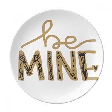 Imagem de Be Mine Prato de Escrita Dourada Decorativo de Porcelana Salver Prato de Jantar