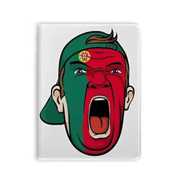 Imagem de Diário de capa macia com a bandeira de Portugal para a cabeça gritando, capa de goma