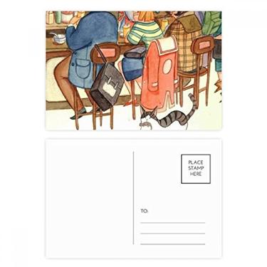 Imagem de Miaoji Pintura Gato Restaurante Pegar Rato Cartão Postal Cartão Cartão Cartão Cartão Cartão Cartão de Felicitação