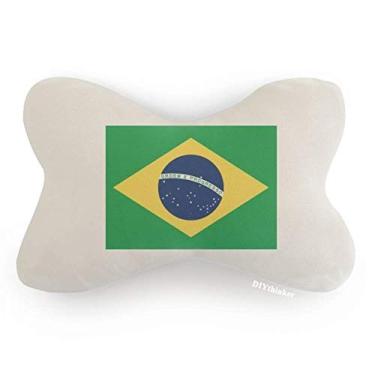 Imagem de DIYthinker Almofada para decoração de pescoço com bandeira nacional do Brasil, América do Sul e América do Sul