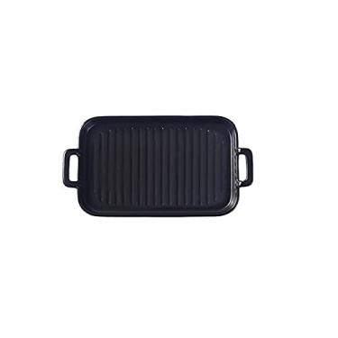 Imagem de GUIPAIHAI Prato de assar retangular de cerâmica para uso doméstico, adequado para forno/micro-ondas, prato de jantar, prato criativo (cor: preto)
