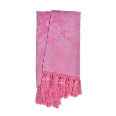 Imagem de Manta Para Sofá Em Tecido Jacquard Rosa Pink Chiclete Medalhão - Ajeit