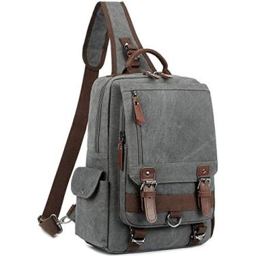 Imagem de Mochila de ombro transversal com alça carteiro da El-fmly para viagens ao ar livre, esportiva, laptop para homens, Laptop, Cinza, Large