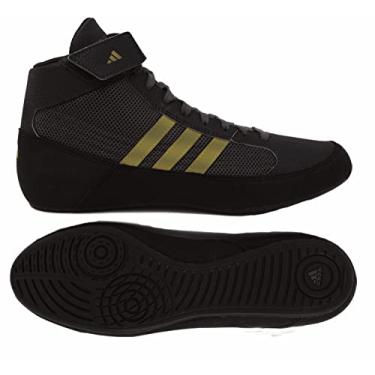 Imagem de adidas Tênis masculino HVC Wrestling, preto/carvão/ouro metálico, 1,5 criança grande