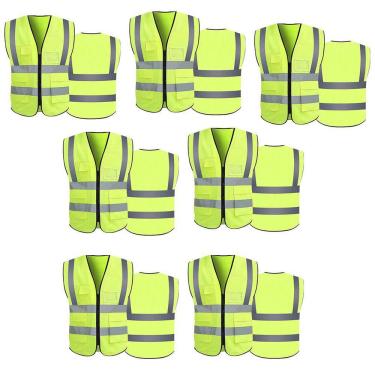 Imagem de Colete Refletivo Sinalizador Kit 7 Unidades EPI Segurança Trabalho Blusao Fluorescente Fiscalizaçao Transito Obra