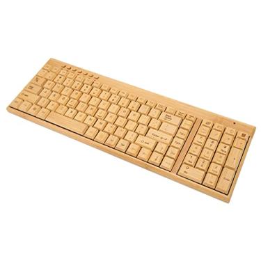 Imagem de Teclado e Mouse Sem Fio, Teclado de Madeira de Bambu de Tamanho Completo, Mouse Compacto Exclusivo, Receptor USB Sem Fio de 2,4 GHz para Windows, Laptop, PC Desktop, (Teclado)