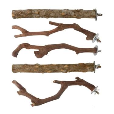 Imagem de ＫＬＫＣＭＳ 5 pçs suporte de pássaro pólos de uva mascar brinquedos de pássaro gaiola acessórios poleiro de pássaro videira gaiola de pássaro poleiro para araras