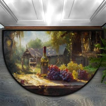 Imagem de Capacho, meio-redondo, lavável, semicircular, antiderrapante, absorvente, meia lua, para interior e exterior, cozinha, casa de banho, quarto, sala de estar, lareira, tapete decorativo