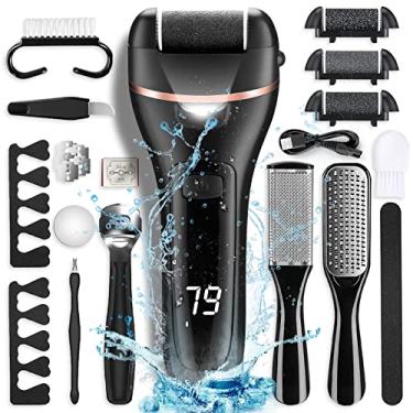 Imagem de Removedor de calos elétrico para pés com kit de pedicure profissional 21 em 1 à prova d'água, ferramentas para cuidados com os pés, lixa para pés molhada e seca para pele morta e calcanhar