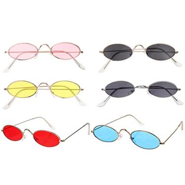 Imagem de TENDYCOCO 12 pares de óculos de sol ovais roupas infantis roupas de proteção solar óculos de sol coloridos para mulheres bolsa feminina óculos redondos para homens moda pequena caixa de metal Miss