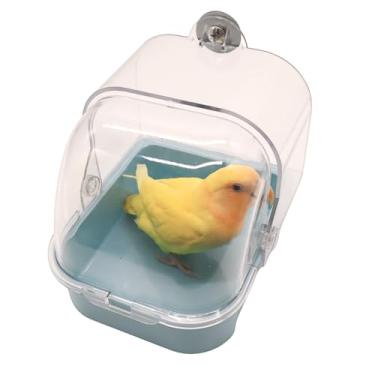 Imagem de Gaiola de banho para pássaros, suprimentos para animais de estimação, calopsita, banheira transparente com gaveta inferior para papagaios pequenos periquitos espaçosos, chuveiro portátil para a