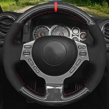 Imagem de MIVLA Cobertura de volante de carro camurça preta de fibra de carbono, apto para Nissan GTR GT-R (Nismo) 2008-2011 2012 2013 2014 2015 2016